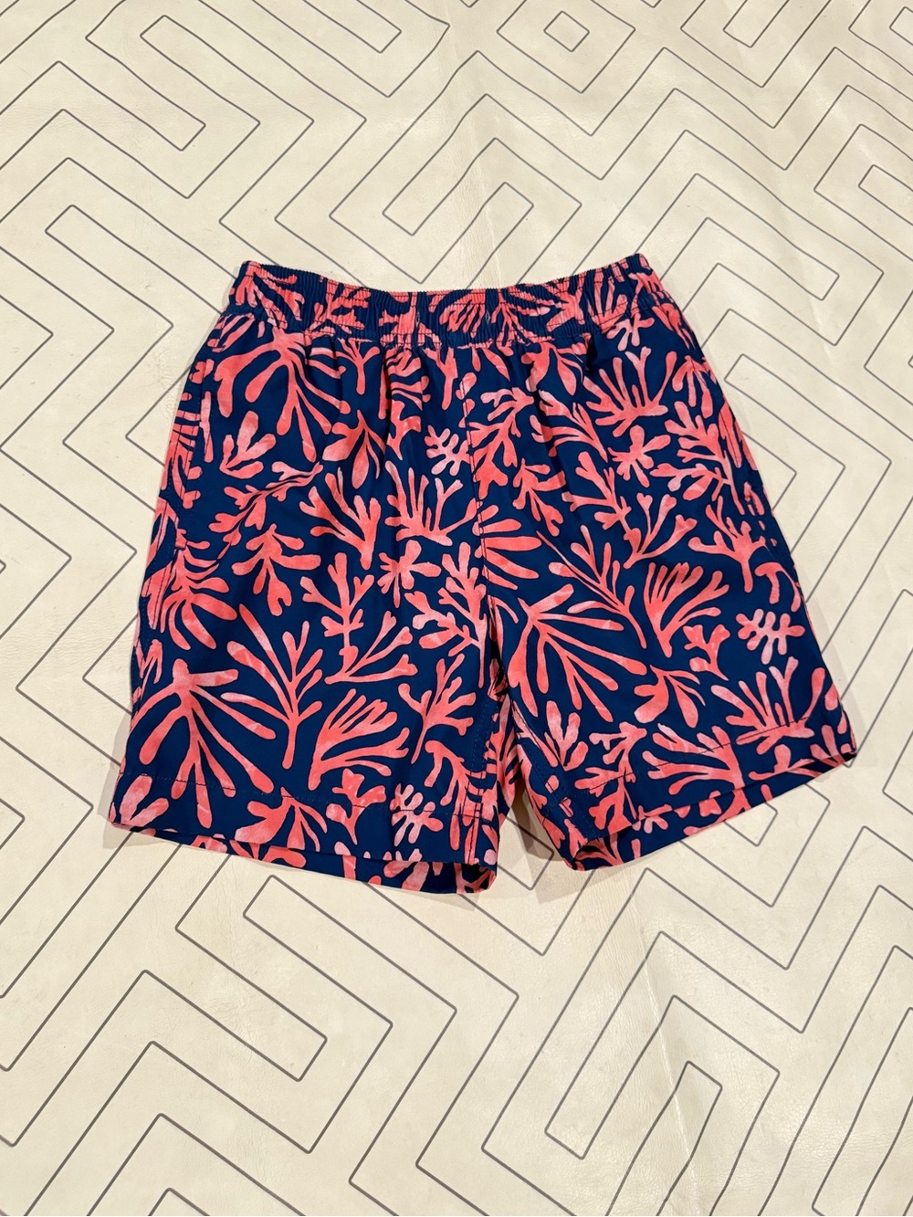 Crewcuts Navy & Coral Floral Swim Shorts